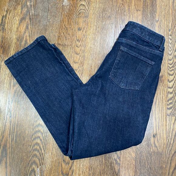 Talbots Dark Indigo Jeans Size 12 Petite Denim Straight Leg Cotton Blend Pants - Picture 7 of 9